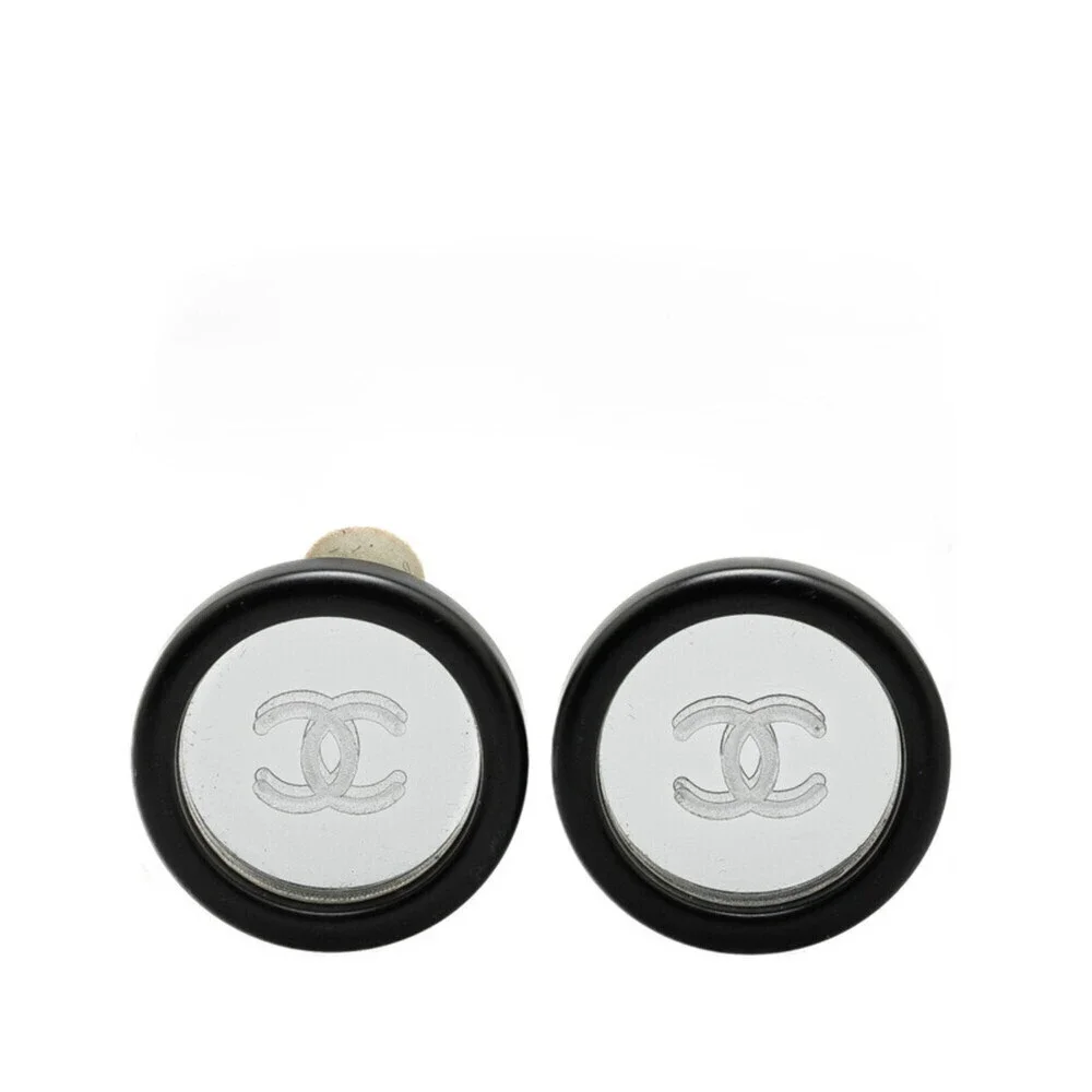 CHANEL Vintage Black Logo Earrings